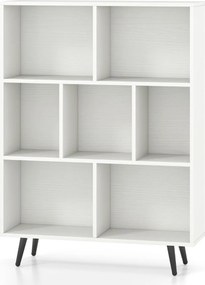 Estante de 3 níveis com 7 cubos, 4 pés de metal e dispositivo anti-capotamento para sala de estar ou escritório 80 x 24 x 107 cm branco