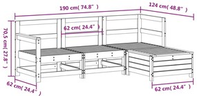 4 pcs conjunto sofás de jardim madeira de pinho impregnada