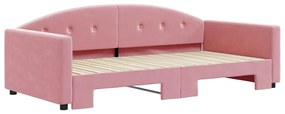 Sofá-cama com gavetão 100x200 cm veludo rosa