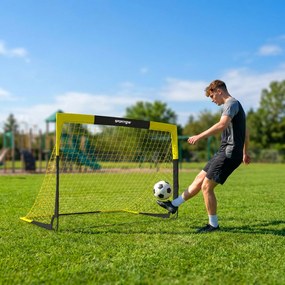 Baliza de Futebol Pop-Up Dobrável com Rede Portátil, Saco de Transporte, 4 Estacas em U e Varetas de Fibra de Vidro