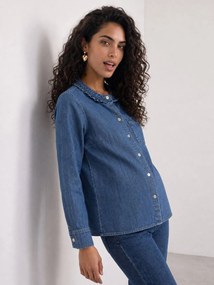 Camisa de gravidez e amamentação azul medio