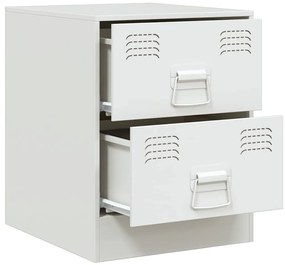 Mesas de cabeceira 2 pcs 34,5x39x44 cm aço branco