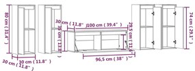 Móveis de TV 5 pcs madeira de pinho maciça branco