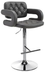 Banco de bar Dublin em couro sintético 62 x 103-123 x 55 cm Cinzento