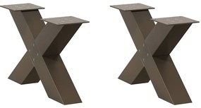 Pés para mesa de centro em formato de X, 2 peças, aço natural, 50x(30-
