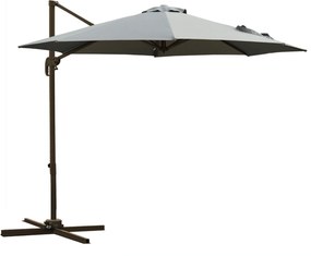 Outsunny Guarda-sol Suspenso Octogonal Inclinável Rotativo 360° com Base em Cruz 8 Varetas Manivela Incluída Estrutura em Alumínio e Aço Ø 3 x 2,5H m Cinza Escuro | Aosom Portugal