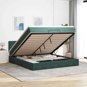 Estrutura de cama otomana com colchão 160x200 cm verde escuro