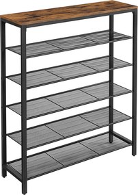 Sapateira 6 prateleiras 100 x 30 x 110 cm castanho Vintage preto