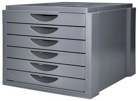 Módulo  Gavetas de Secretaria q-Connect Bandeja Organizadora Superior 6 Gavetas Cor Cinza Opaco 350x255x280 mm