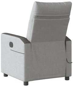 Poltrona massagens reclinável elétrica tecido cinzento-nublado
