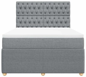 Cama com molas/colchão 140x190 cm tecido cinzento-claro