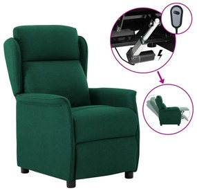 vidaXL Poltrona elétrica reclinável tecido verde-escuro