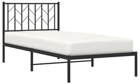 Estrutura de cama com cabeceira 90x200 cm metal preto