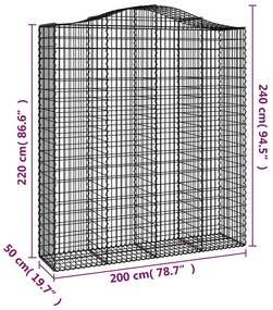 Cestos gabião arqueados 12 pcs 200x50x220/240 ferro galvanizado