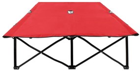 Espreguiçadeira/cama dobrável para 2 pessoas aço vermelho