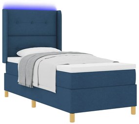 Cama Box com Colchão e LED Azul 90x200 cm Tecido