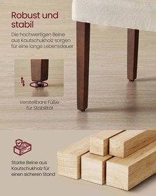 Conjunto de 2 cadeiras de sala de jantar com encosto alto e almofada confortável branco creme