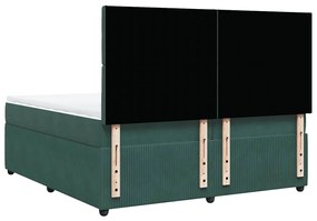 Cama com molas/colchão 200x200 cm veludo verde-escuro