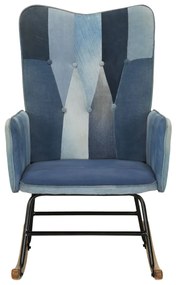 Cadeira de baloiço remendos lona azul denim