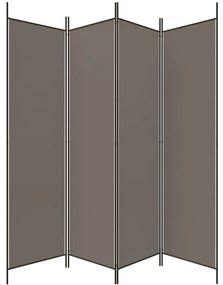 Biombo/divisória com 4 painéis 200x220 cm tecido antracite