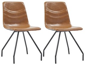 vidaXL Cadeiras de jantar 2 pcs couro artificial conhaque