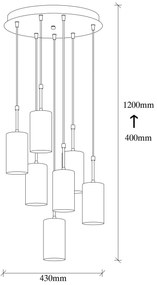 Candeeiro Suspenso Kem – Preto e Níquel – Diâmetro 43 cm, Altura 120 c