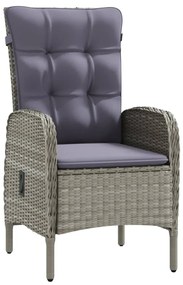 7 pcs conjunto de jantar p/ jardim c/ almofadões cinza e preto