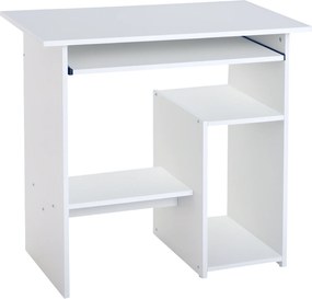 Secretária com arrumação, tabuleiro para teclado e suporte para monitor, 80 x 45 x 75 cm, branca