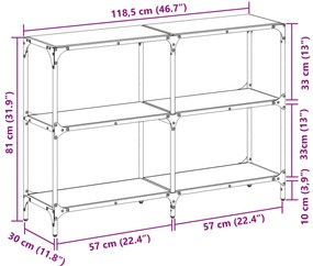Mesa consola com tampo em vidro transparente 118,5x30x81 cm aço