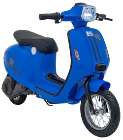 Vespa elétrica para Crianças 24V Retro Scooter 23, Rodas AR assento couro ecológico Azul