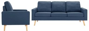vidaXL 2 pcs conjunto de sofás tecido azul