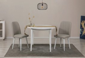 Conjunto de Mesa de Jantar Extensível e Cadeiras Vina – Branco e Creme