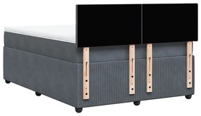 Cama com molas/colchão 140x200 cm veludo cinzento-escuro
