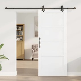 Porta Deslizante com Conjunto de Hardware 'ORKDAL'Madeira Sólida Branc
