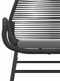 Conjunto de jantar jardim 5 peças almofadas vidro vime PE preto