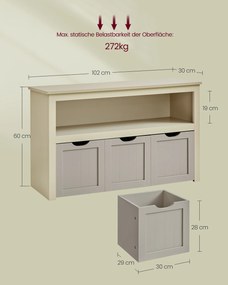 Estante para crianças com Rodas 30 x 102 x 60 cm bege areia