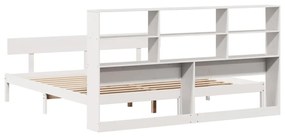Cama com estante sem colchão 200x200 cm pinho maciço branco