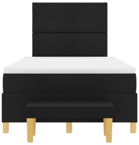 Cama Box Spring com Colchão e Banco Preto 120x200 cm Tecido