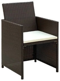 Conjunto de sofá para jardim 8 pcs vime PE castanho