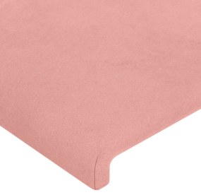 Cabeceira de cama c/ luzes LED veludo 147x16x78/88 cm rosa
