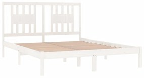 Estrutura de cama 160x200 cm madeira de pinho maciça branco