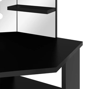 Toucador de canto com LED 111x54x141,5 cm preto