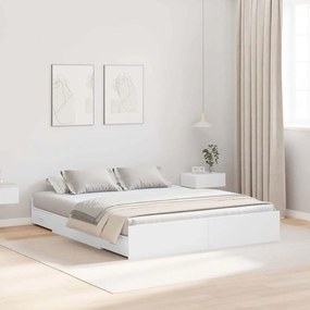 vidaXL Estrado de cama com arrumação com gaveta com cabeceira Branco 160 x 200 cm