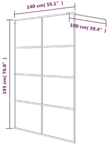 Divisória de chuveiro 140x195cm vidro transparente ESG prateado