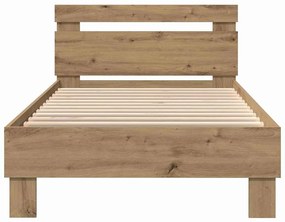 Estrutura de Cama vidaXL com Luzes LED Carvalho Artesanal 75x190 cm Ma