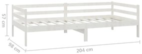 Sofá-cama 90x200 cm madeira de pinho maciça branco