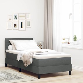 Cama Box Spring com Colchão Cinza Escuro 90x190 cm Tecido