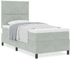 Cama Box com Colchão vidaXL Cinza Claro 90x200 cm Veludo
