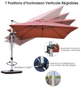 Guarda-sol retangular 300 x 300 cm grande cantilever com manivela preto