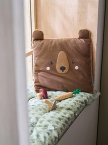 Almofada quadrada em sherpa, Urso castanho escuro liso com motiv